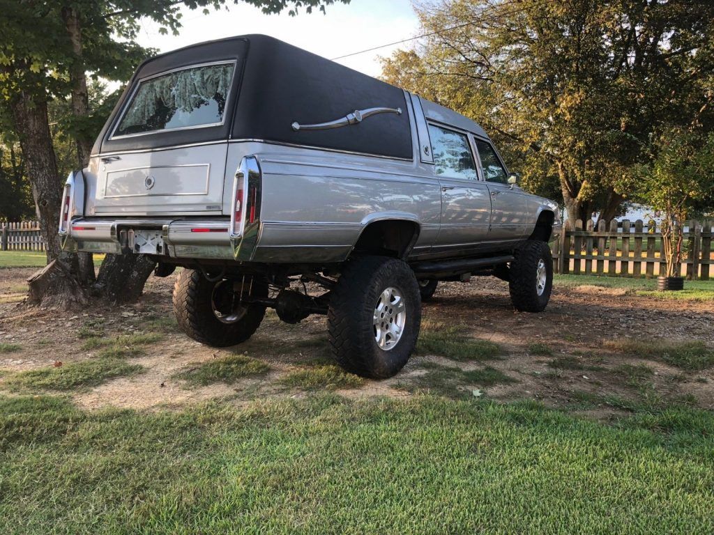 custom lifted 1991 Cadillac Brougham hearse